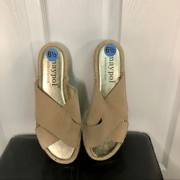 Maypol by anthropologie, beige suede espadrille sandal 6.5  37 Brand New - Picture 5 of 5